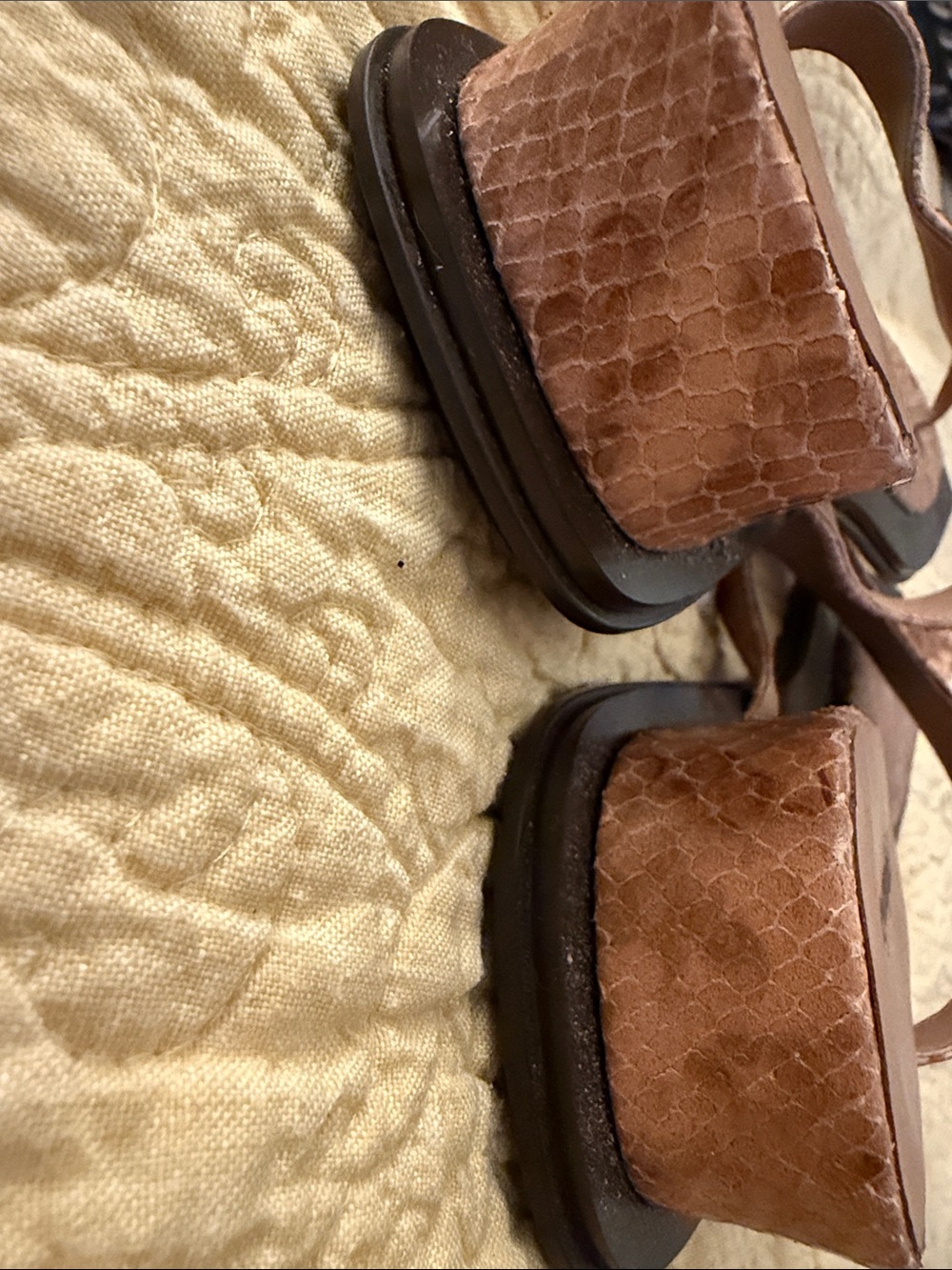 Jeffrey Campbell Brown Snake-Embossed Toe-Post Sandals - Picture 4 of 6
